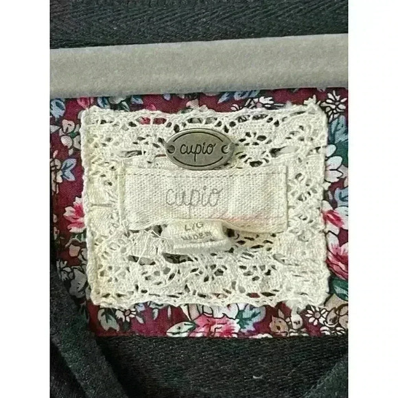 Cupio Pullover Women's Large Gray Solid Oversized Crew Neck Long Sleeve - Picture 4 of 4